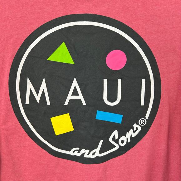 Maui and Sons Men Retro Surf Skater Long Sleeve Graphic Tshirt Red Size Large - Picture 3 of 6